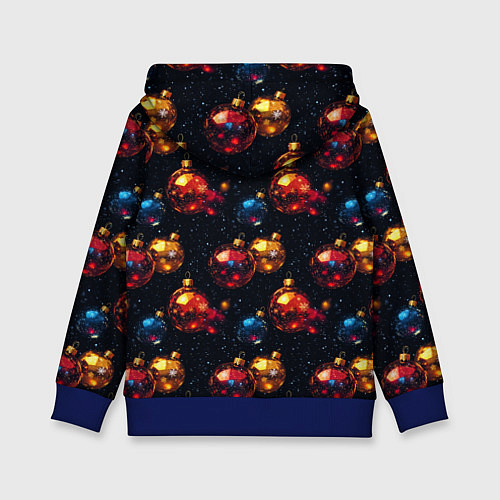 Детская толстовка Новогодние шары паттерн / 3D-Синий – фото 2