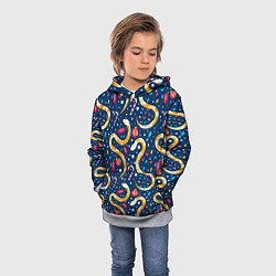 Толстовка-худи детская Новогодний паттерн символ года 2025, цвет: 3D-меланж — фото 2