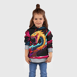 Толстовка-худи детская Злая желтая змея, цвет: 3D-меланж — фото 2