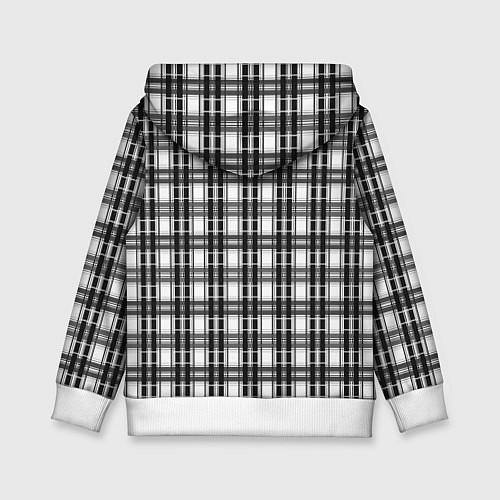 Детская толстовка Черно-белая шотландка клетчатый узор / 3D-Белый – фото 2