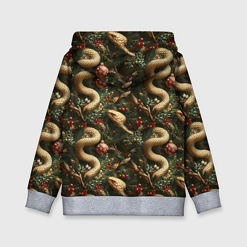 Детская толстовка Паттерн со змеями и елкой / 3D-Меланж – фото 2