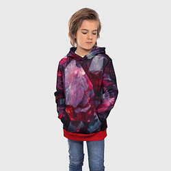 Толстовка-худи детская Драгоценный минерал, цвет: 3D-красный — фото 2