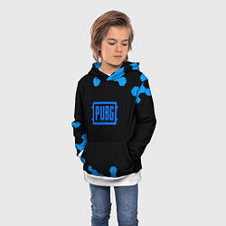 Толстовка-худи детская PUBG синие соты абстракция, цвет: 3D-белый — фото 2