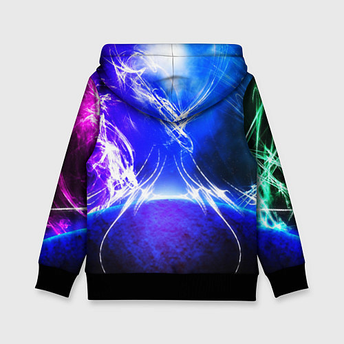 Детская толстовка Неоновый шторм текстура / 3D-Черный – фото 2
