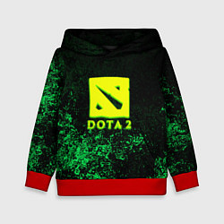 Толстовка-худи детская DOTA2 кислотное лого краски, цвет: 3D-красный