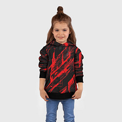 Толстовка-худи детская Red stripes on a black background, цвет: 3D-черный — фото 2