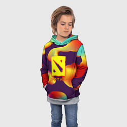 Толстовка-худи детская Dota 2 неоновая абстракция, цвет: 3D-меланж — фото 2
