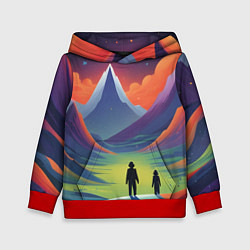 Толстовка-худи детская Фантастический красочный пейзаж, цвет: 3D-красный