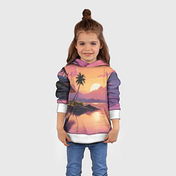 Толстовка-худи детская Домик на берегу закат, цвет: 3D-белый — фото 2