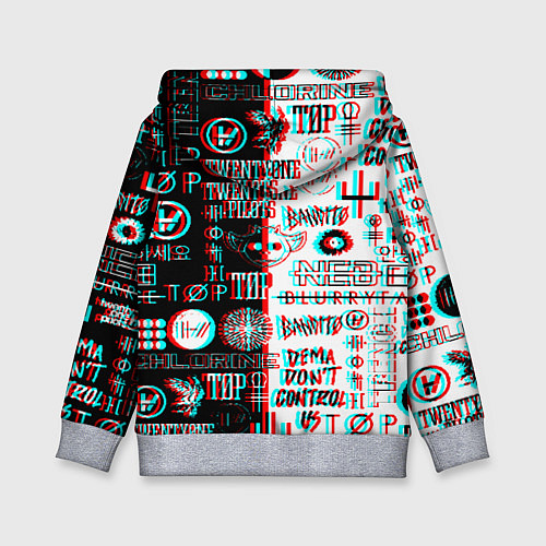 Детская толстовка Twenty one pilots glitch pattern / 3D-Меланж – фото 2