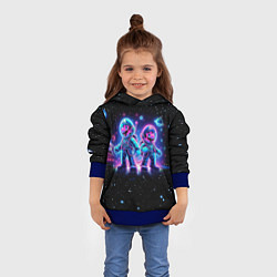 Толстовка-худи детская Марио и Луиджи в космосе - неоновое свечение, цвет: 3D-синий — фото 2
