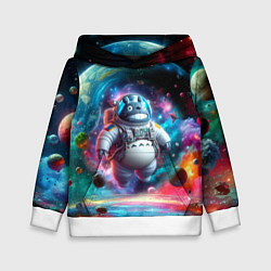 Толстовка-худи детская Astronaut Totoro in neon space - ai art fantasy, цвет: 3D-белый