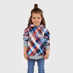 Толстовка-худи детская Мелкая косая клетка, цвет: 3D-меланж — фото 2