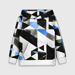 Толстовка-худи детская Black and blue abstraction on a white background, цвет: 3D-белый