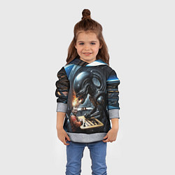 Толстовка-худи детская Шахматы: Гагарин vs Чужой, цвет: 3D-меланж — фото 2