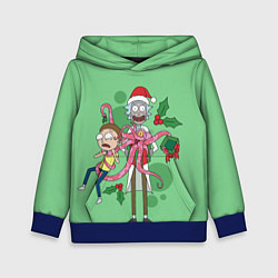 Толстовка-худи детская Рик и Морти монстр в коробке с подарком, цвет: 3D-синий