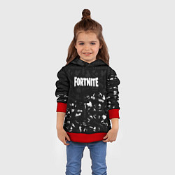 Толстовка-худи детская Fortnite pattern black, цвет: 3D-красный — фото 2