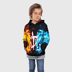 Толстовка-худи детская Doom битва огонь, цвет: 3D-меланж — фото 2