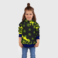 Толстовка-худи детская Mercedes кислотные логотипы, цвет: 3D-синий — фото 2