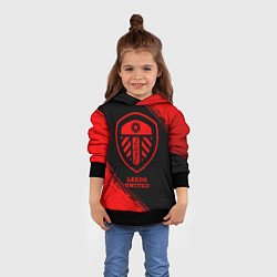 Толстовка-худи детская Leeds United - red gradient, цвет: 3D-черный — фото 2