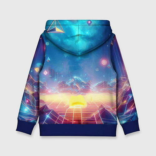 Детская толстовка Funny Pikachu - vaporwave / 3D-Синий – фото 2