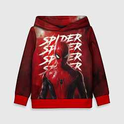 Толстовка-худи детская Spider-man red background, цвет: 3D-красный