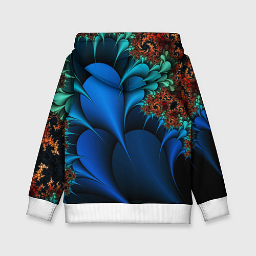 Детская толстовка Фрактальный узор голубой / 3D-Белый – фото 2