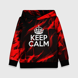 Толстовка-худи детская Keep calm flame red, цвет: 3D-черный