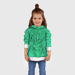 Толстовка-худи детская Зелёный симбионт абстракция, цвет: 3D-белый — фото 2