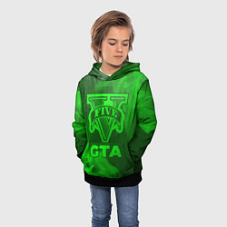 Толстовка-худи детская GTA - green gradient, цвет: 3D-черный — фото 2