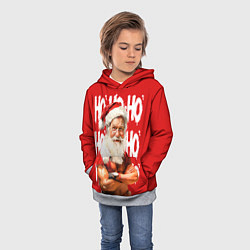 Толстовка-худи детская Санта Клаус старый хипстер, цвет: 3D-меланж — фото 2