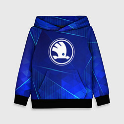 Толстовка-худи детская Skoda blue poly, цвет: 3D-черный