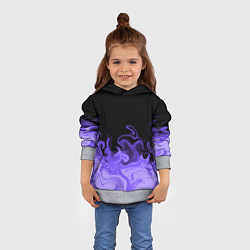 Толстовка-худи детская Абстрактный фиолетовый огонь, цвет: 3D-меланж — фото 2