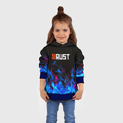 Толстовка-худи детская Rust neon flame, цвет: 3D-синий — фото 2