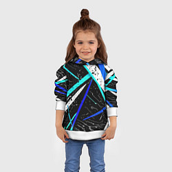 Толстовка-худи детская Разноцветные праздничные линии, цвет: 3D-белый — фото 2