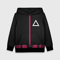 Толстовка-худи детская Форма стражи - Треугольник Squid Game, цвет: 3D-черный