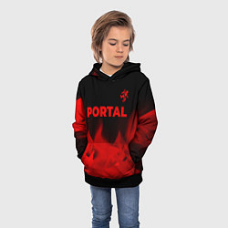 Толстовка-худи детская Portal - red gradient посередине, цвет: 3D-черный — фото 2
