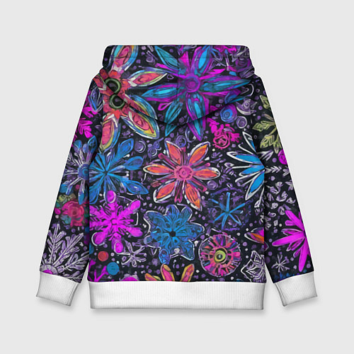 Детская толстовка Неоновые абстрактные снежинки / 3D-Белый – фото 2