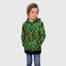 Толстовка-худи детская Ёлка зелёная с шишками, цвет: 3D-черный — фото 2