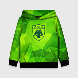 Толстовка-худи детская AEK Athens green poly, цвет: 3D-черный