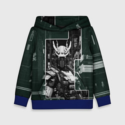 Толстовка-худи детская Футуристичный боевой андроид, цвет: 3D-синий