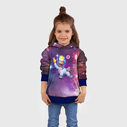 Толстовка-худи детская Homer Simpson in space - ai art, цвет: 3D-синий — фото 2