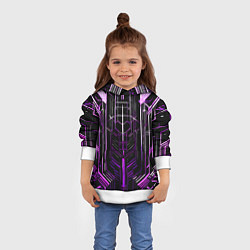 Толстовка-худи детская Purple lines on a black background, цвет: 3D-белый — фото 2