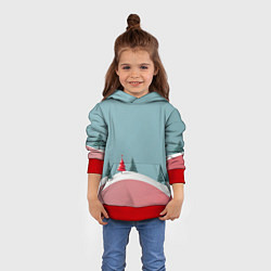 Толстовка-худи детская Новый год минимализм, цвет: 3D-красный — фото 2