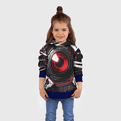 Толстовка-худи детская Красная сфера киберпанк, цвет: 3D-синий — фото 2