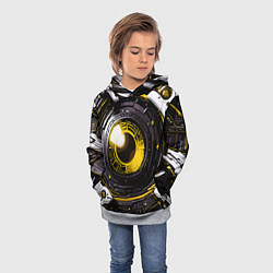 Толстовка-худи детская Жёлтая сфера киберпанк, цвет: 3D-меланж — фото 2