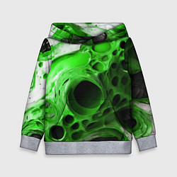 Толстовка-худи детская Зелёно-белая абстрактная структура, цвет: 3D-меланж