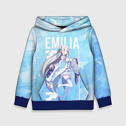Толстовка-худи детская Эмилия Re:Zero, цвет: 3D-синий