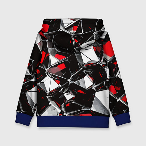 Детская толстовка Красно-белый паттерн на чёрном фоне / 3D-Синий – фото 2