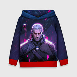 Толстовка-худи детская Geralt - neon rain, цвет: 3D-красный